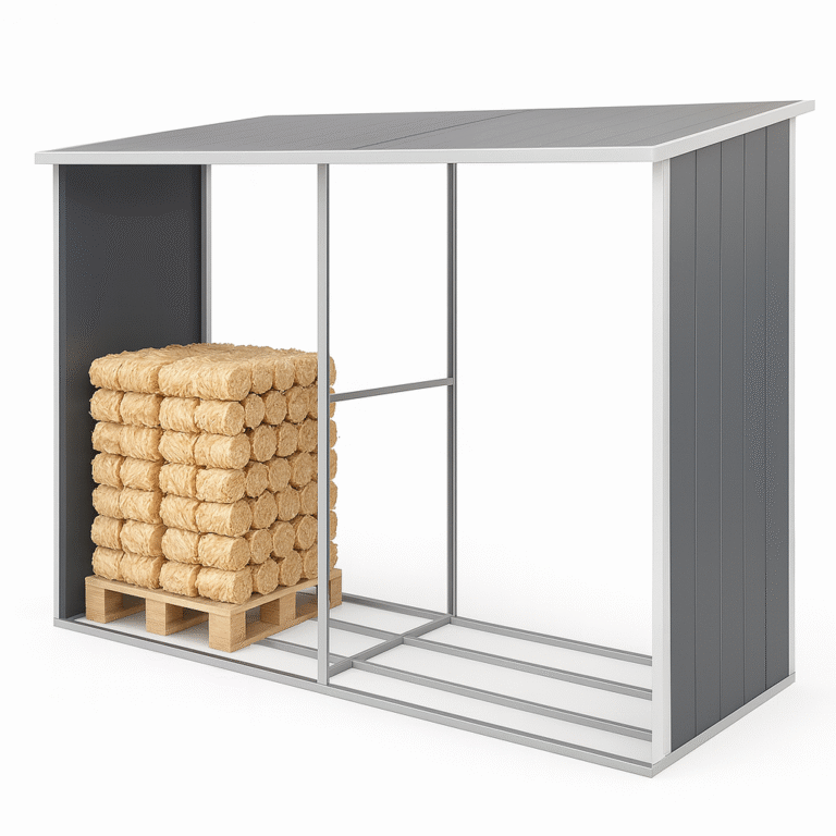 Abri bûches métallique – 3.38 m² – 302 x 112 x 190 cm